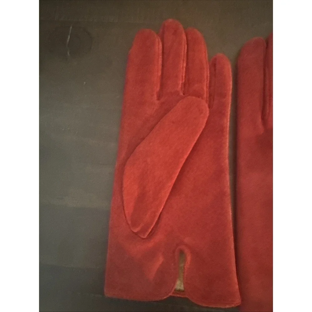 1980s FOWNES Red Suede Leather Gloves Size XL